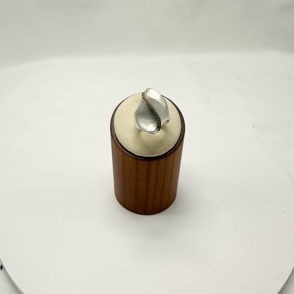 Sterling Silver & Gold Plated Abstract Braid Ring Made In Mexico Size 7